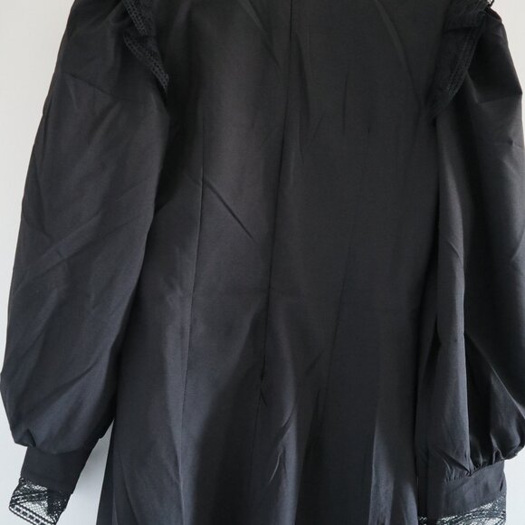 Vintage-style gothic midi dress, black, XS petite - Victorian witchy lolita - Picture 7 of 8